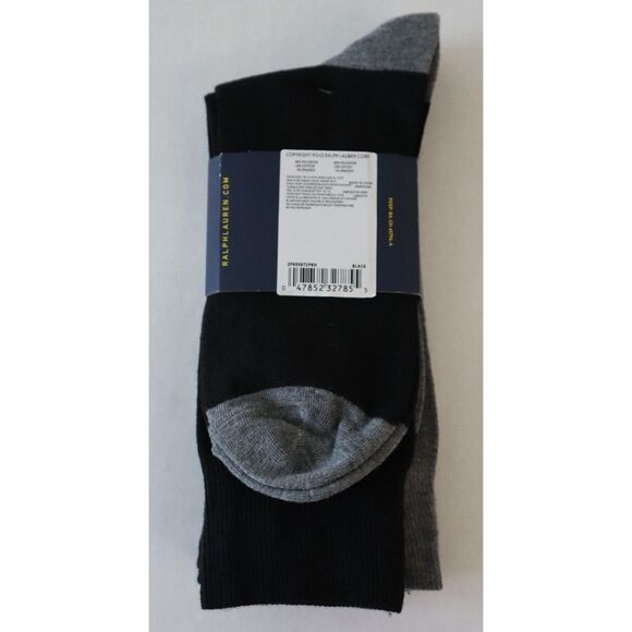 Polo Ralph Lauren Men's Sz 10-13 Black/Gray/Striped 3-Pair Casual/Dress Socks - Picture 2 of 8